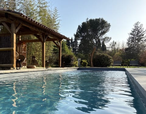 Outdoor pool, sun loungers