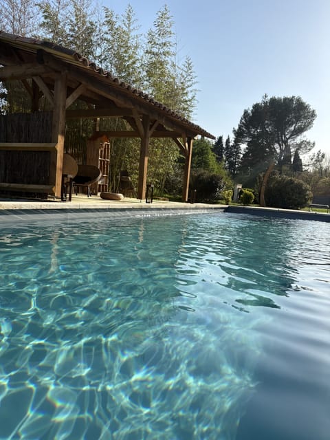Outdoor pool, sun loungers