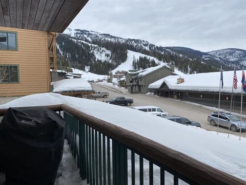 Balcony off the Living Room has Village Views and a BBQ