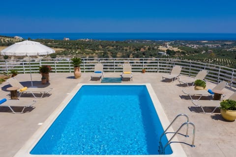 Swimming pool area of Modern villa with unlimited sea views with private pool, Agia Triada, Rethymno,Crete