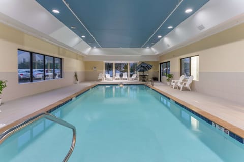 Indoor pool, open 8 AM to 10 PM, sun loungers