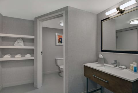 Deluxe Room, 1 King Bed (Large) | Bathroom | Combined shower/tub, hydromassage showerhead, hair dryer, towels