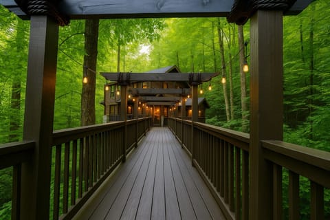 The most beautiful bridge walk to the most cozy cabin