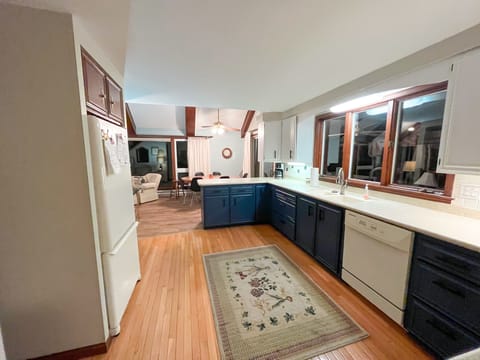Cook your meals in this airy, fully stocked kitchen with lots of counter space.