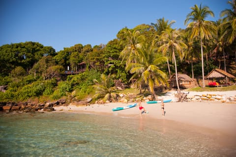 On the beach, scuba diving, snorkeling, kayaking