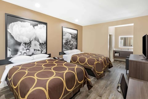 Pillowtop beds, desk, laptop workspace, iron/ironing board