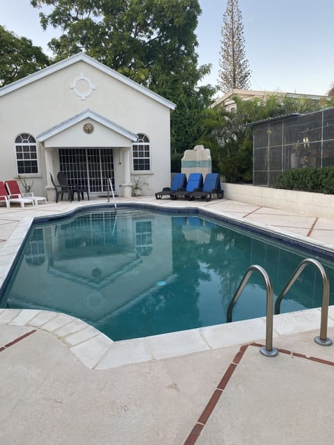 Large pool with inflatables