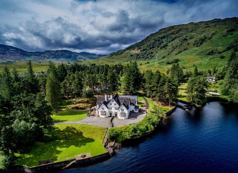 Aerial view of Lochside House (right-hand wing) and Apartment (middle gable)