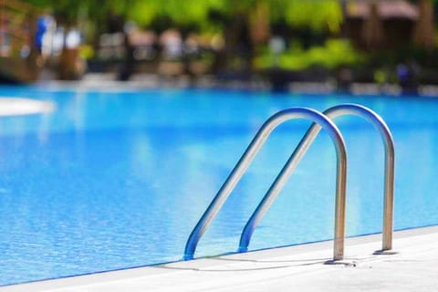 Seasonal outdoor pool, open 10 AM to 10 PM, sun loungers