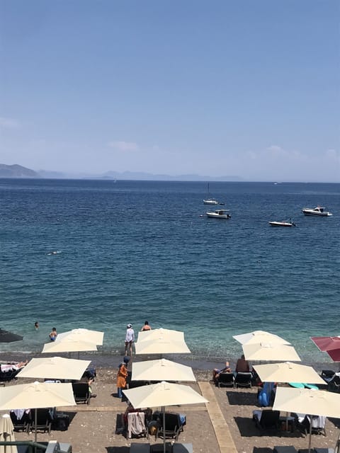Beach nearby, sun loungers, beach umbrellas, beach bar