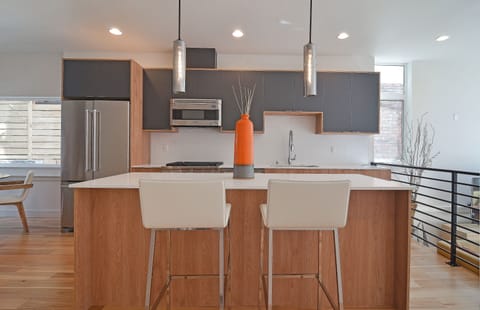 Kitchen island with barstools