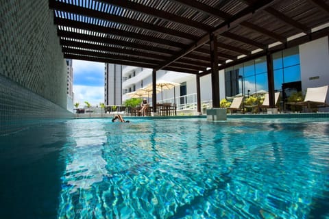 Outdoor pool, sun loungers