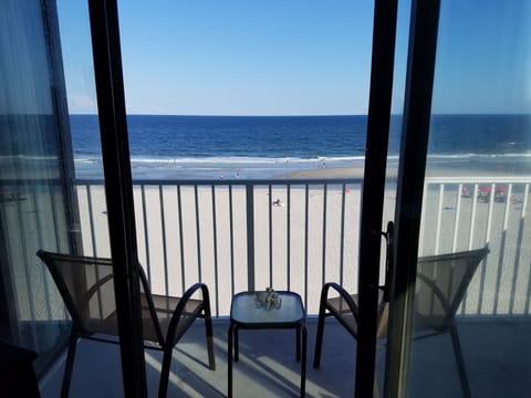 Private balcony accessible from living room and master bedroom