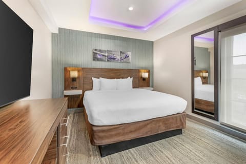 Desk, blackout drapes, soundproofing, iron/ironing board