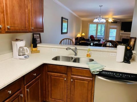 Kitchen stocked with everything for a great stay plus a breakfast bar