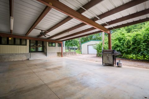 Covered parking and propane grill