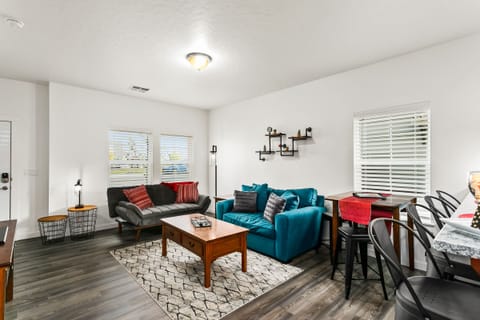 Modern but comfortable living/entertaining space on first floor.