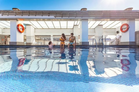 Indoor pool, outdoor pool, sun loungers