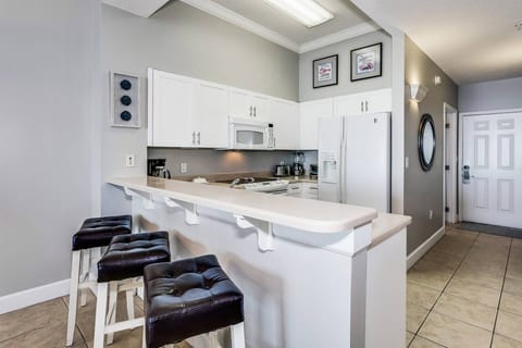 The kitchen counter bar is a great place for an afternoon snack!