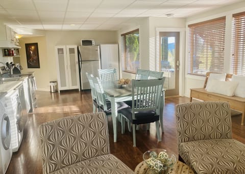 The kitchen has tons of natural light