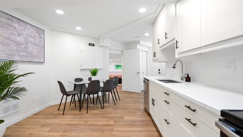 Kitchen and dining area (seats six). 