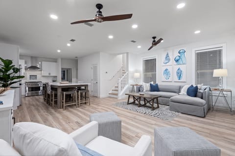 The open concept living area allows for everyone to interact.