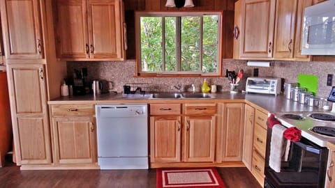 This kitchen is fully equipped to prepare meals for a family