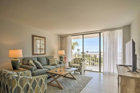 Living room with view of the Gulf of Mexico and slider to balcony