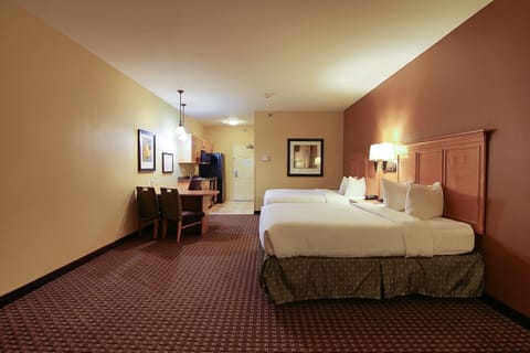 Room, 2 Queen Beds, Non Smoking | Desk, laptop workspace, blackout drapes, iron/ironing board