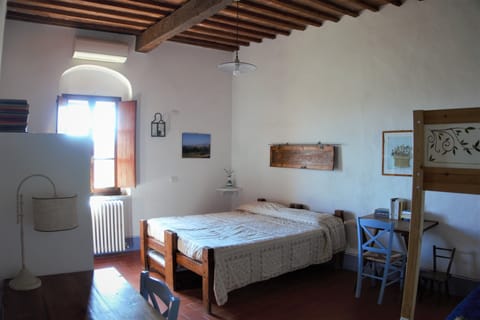 Family bedroom with double bed and bunk bed