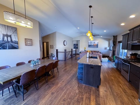 Great flow from dining to kitchen to living. Fully stocked with everything you need to cook a meal and relax after a day of exploring.