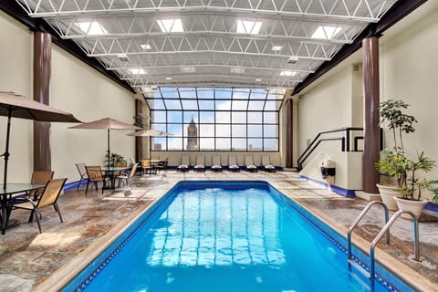 Indoor pool, open 9:00 AM to 10:00 PM, sun loungers