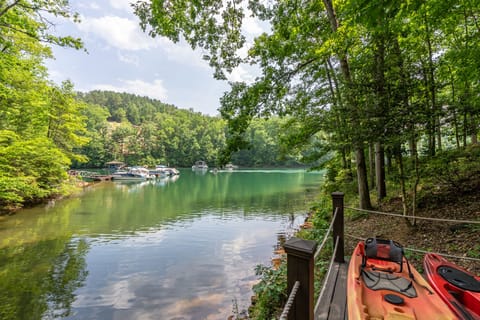 Swim deck with view of the boat slip.