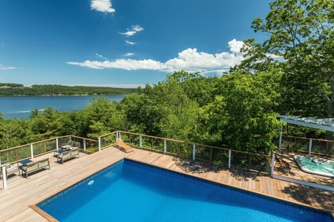 Salt water pool overlooking the Kennebec River