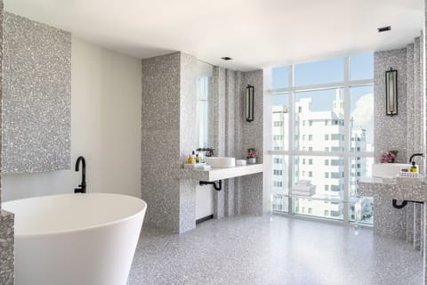 The Ritz-Carlton Suite | Bathroom | Separate tub and shower, deep soaking tub, designer toiletries