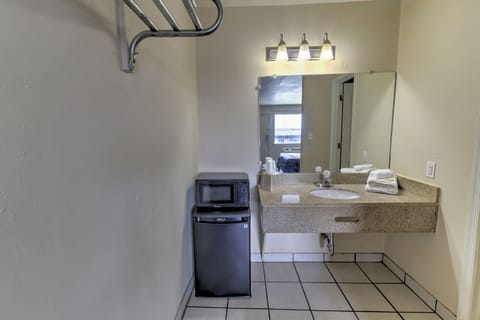 Desk, blackout drapes, soundproofing, iron/ironing board