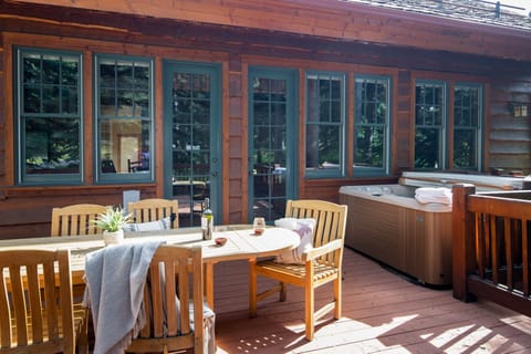 Balcony with dining and private hot tub