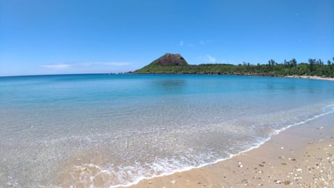 On the beach, white sand