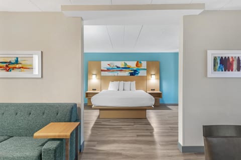Suite, 1 King Bed, Non Smoking, Refrigerator & Microwave (with Sofabed) | Desk, laptop workspace, blackout drapes, iron/ironing board