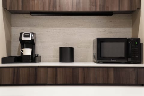 Mini-fridge, microwave, coffee/tea maker