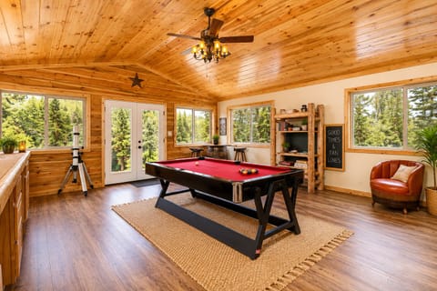 Amazing game room for the whole family to hang out at.