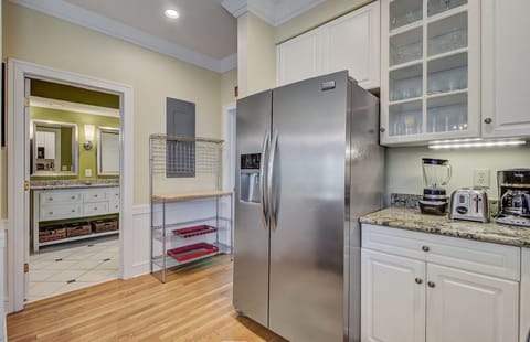 Stainless steel refrigerator.
