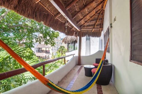 You’ll love relaxing in the woven hammock