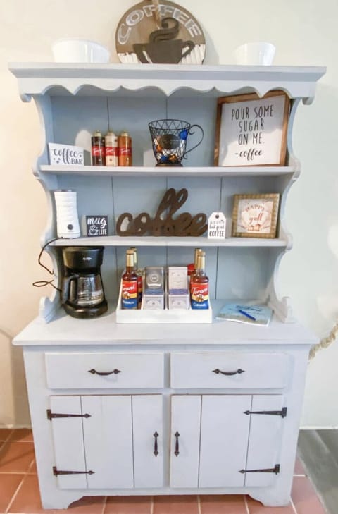 Fully stocked coffee and tea bar. 