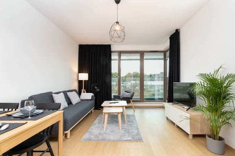 Relax in the stylish living room with a comfortable sofa and modern decor.