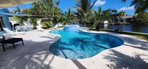 Heated Tropical Pool: 4 lounge chairs, Dining table with chairs and Coffee area