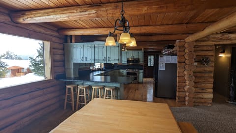 dinning room seating for 20 and kitchen