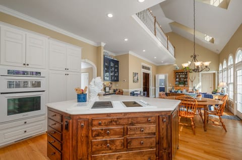 Kitchen island stovetop view