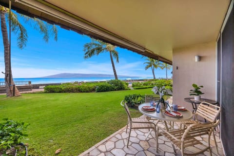 Ground-floor lanai with breathtaking oceanfront views.
