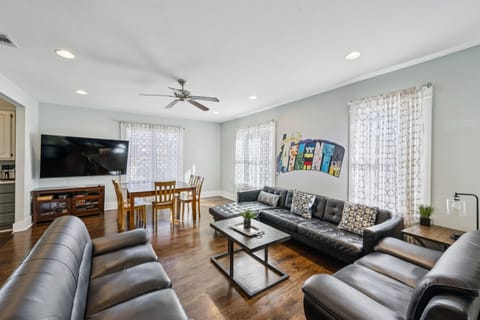 The living area has an open floor plan